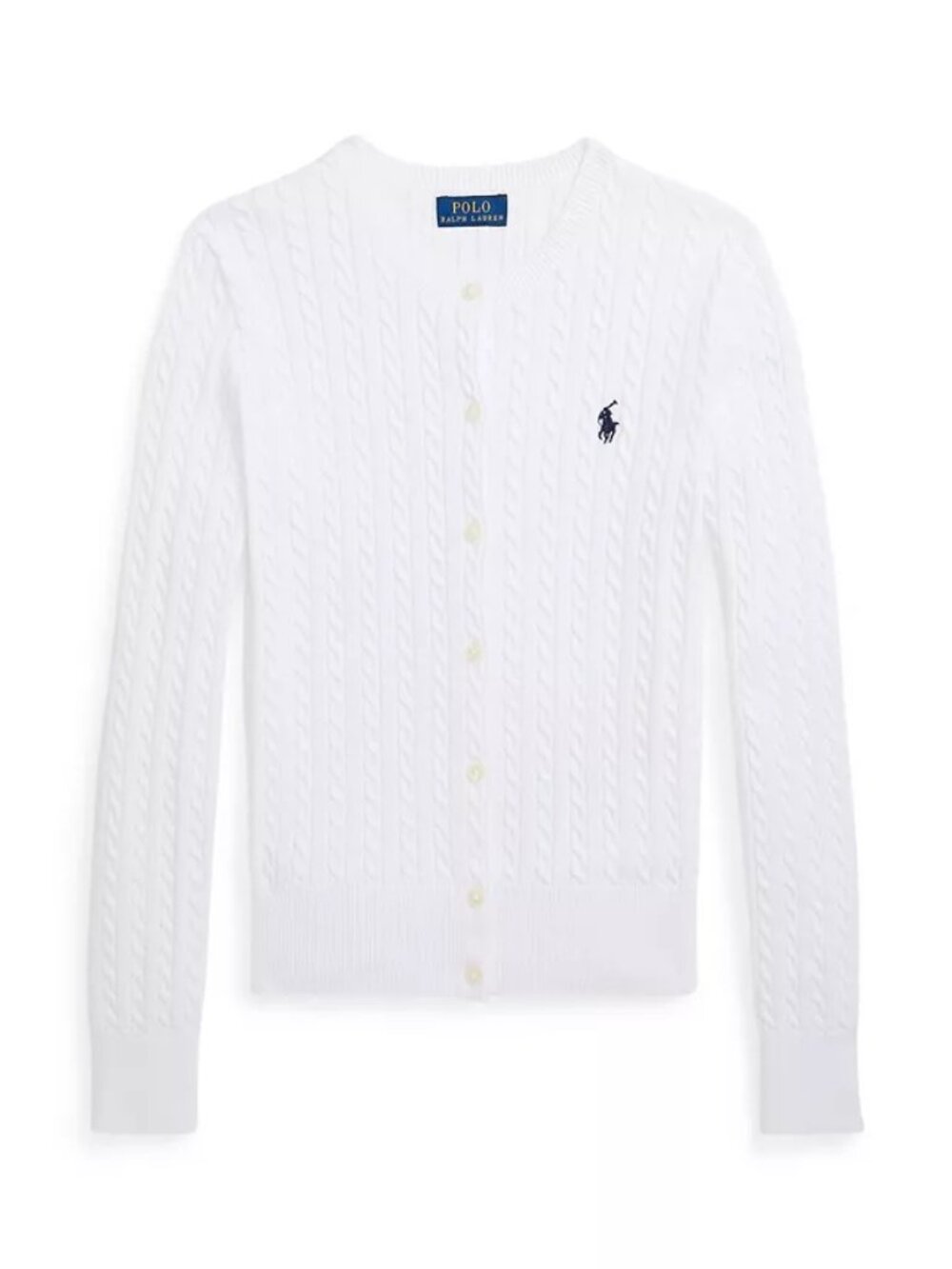 Polo Ralph Lauren Girls' 7-16 Mini-Cable Button Front Cardigan, color: White